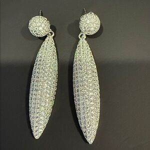Silver Rhinestone Drop Earrings